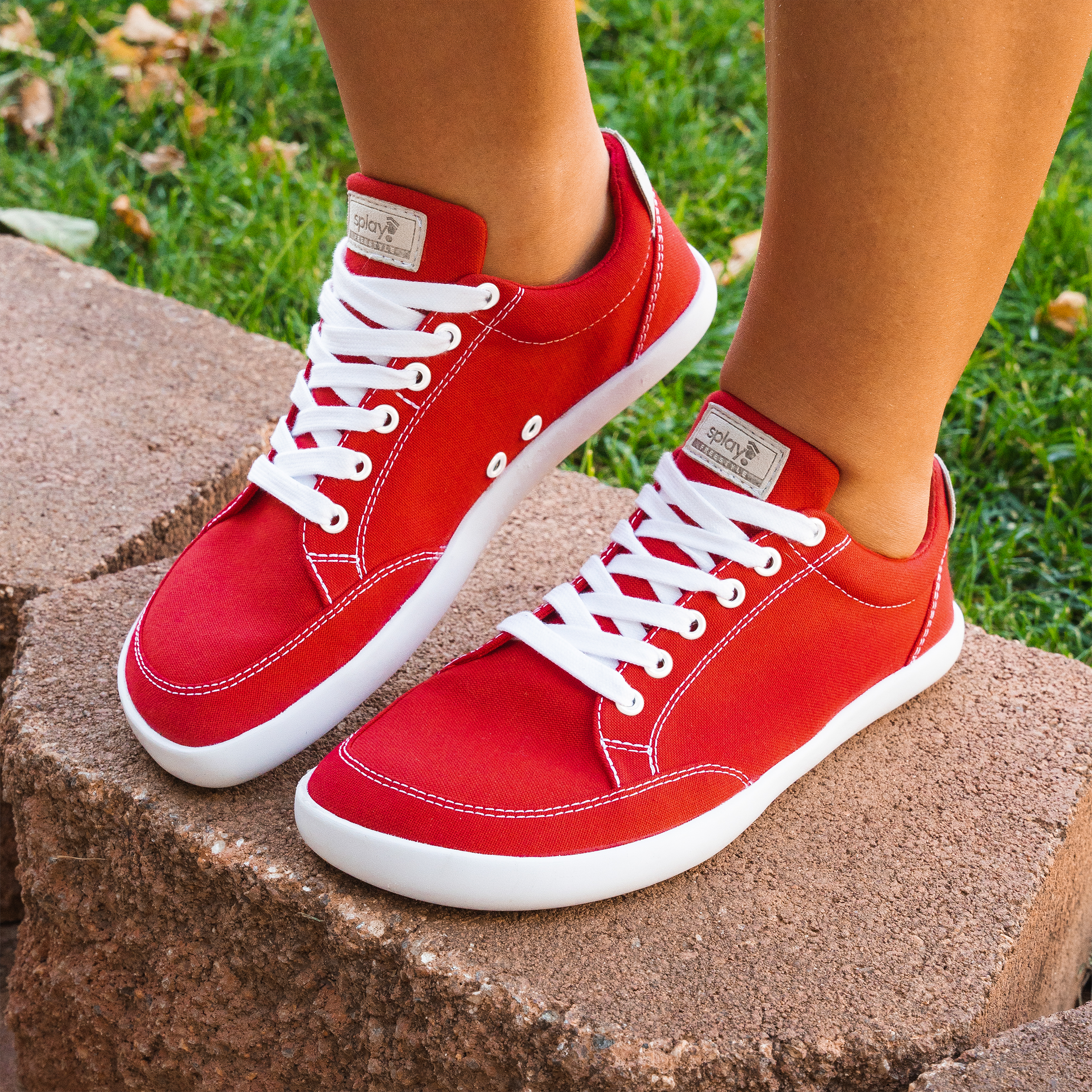 Red canvas top shoes mens