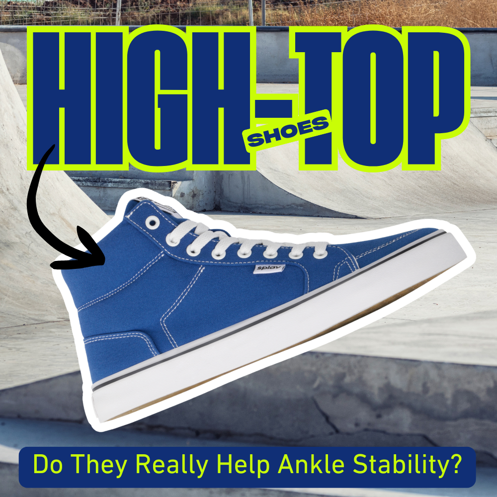 A picture of REV HT Canvas San Juan high top skate shoes against the backdrop of a skate park