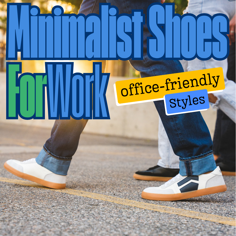 Man walking on a street in a pair of Splay 101 barefoot shoes. Sun setting in the background. 
