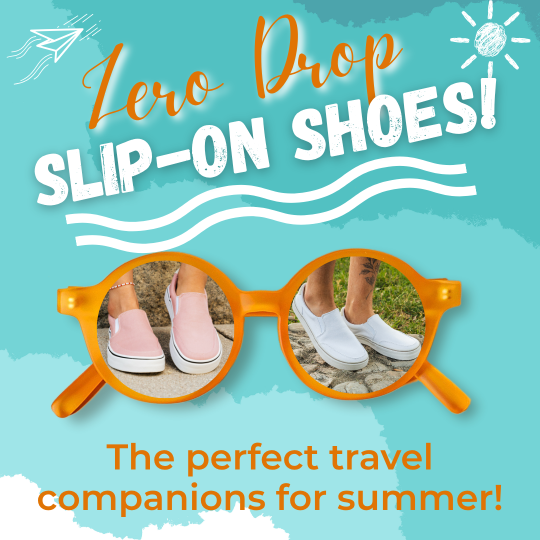 White and Pink canvas slip-on shoes with zero drop rubber soles