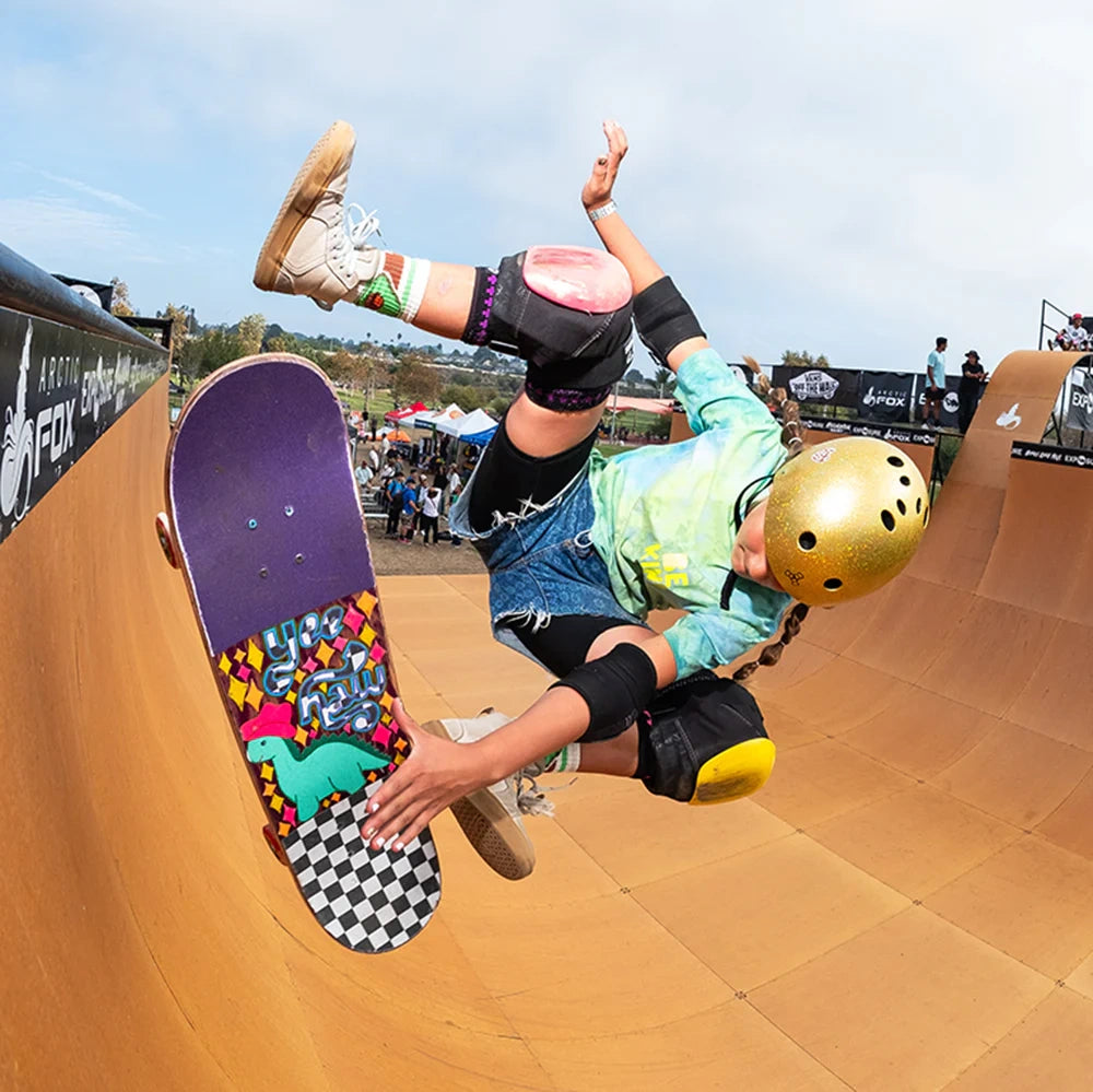 Skateboarder in action