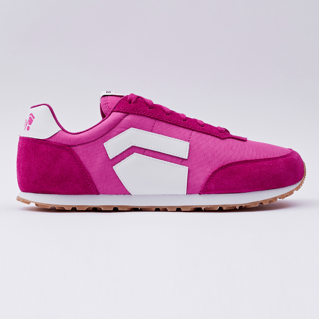 Runner V1 Podium Pink barefoot running shoe in bright pink with lightweight athletic design and flexible sole.