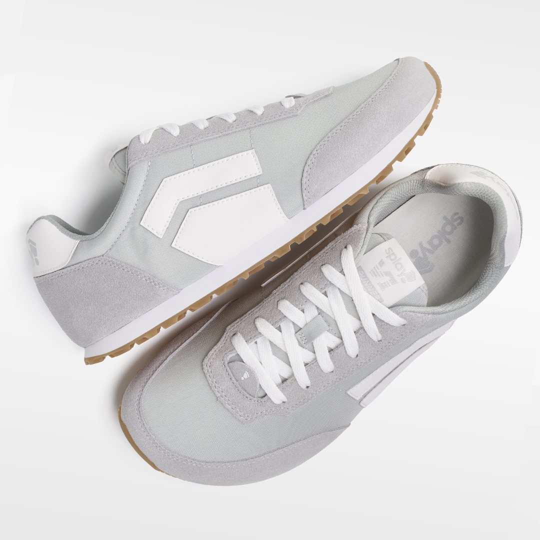Runner V1 Relay Grey barefoot running shoes promoting natural stride and foot alignment.