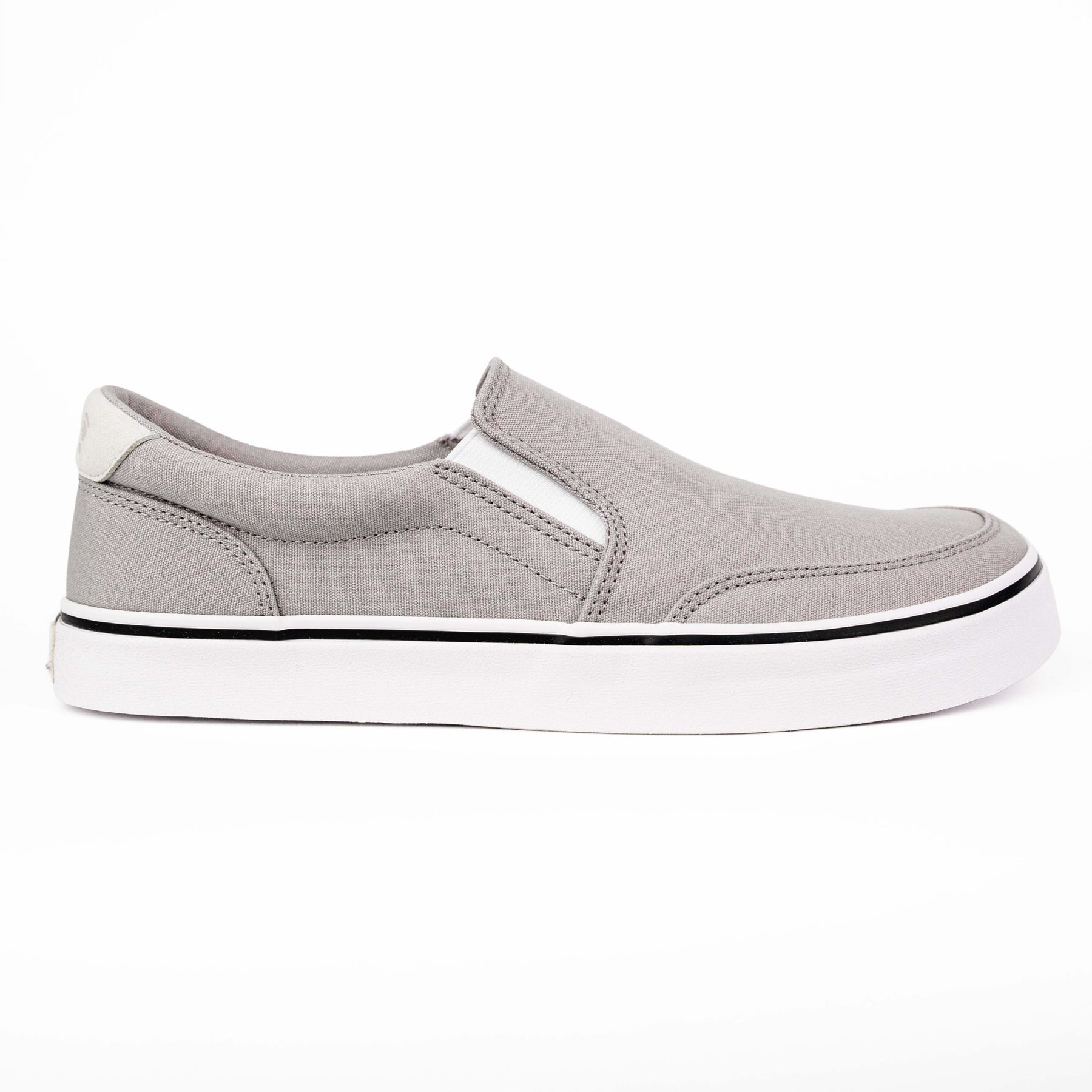 Slate gray zero drop slip-on shoes with minimalist design, lightweight and flexible for comfortable summer travel.