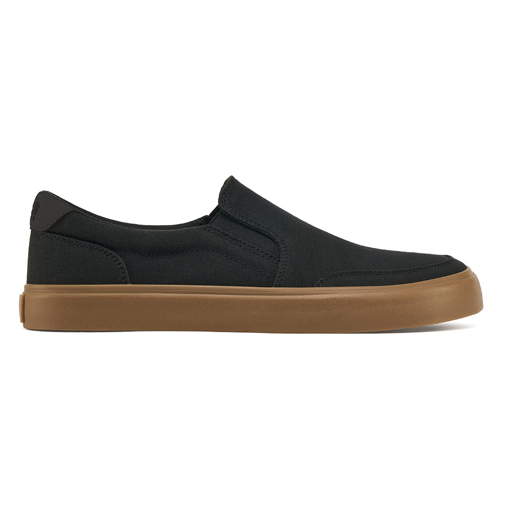 Side view of black Splay STREESTYLE SLIP-ON shoes, designed for comfort with a slip-on style and durable sole.