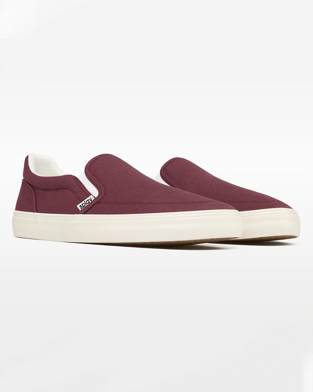 Splay REV SO Madrid burgundy slip-on barefoot shoes, three-quarter view