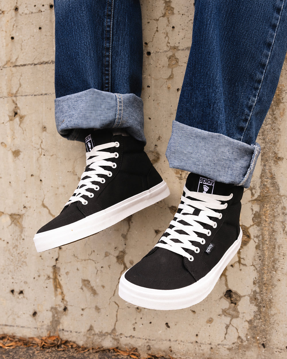 Splay REV HT Canvas Berlin barefoot shoes — high-top skate shoe, lifestyle photo, the shoes shown in use outdoors