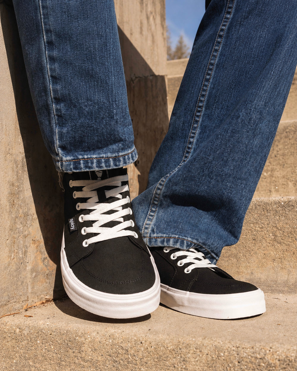 Splay REV LT Canvas Berlin barefoot shoes — low-top skate shoe, lifestyle photo, the shoes shown in use outdoors