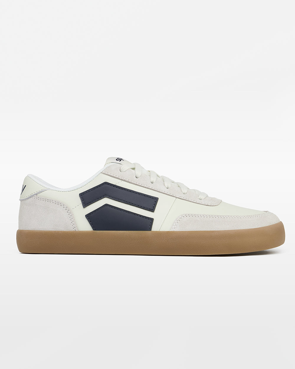 Splay 101 Blazer '26 barefoot shoes — low-top court sneaker with a side stripe and gum sole, single shoe in left-side profile