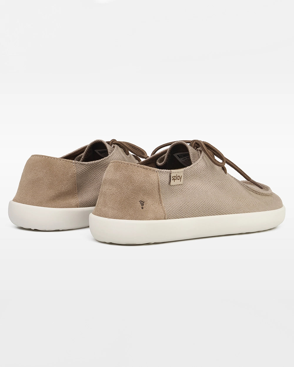 Splay WEEKENDER Driftwood hemp barefoot shoes, rear three-quarter view