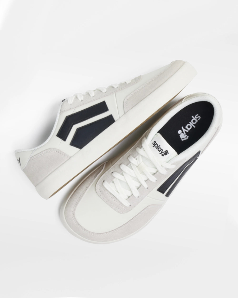 Pair of Splay 101 Graphite ’26 barefoot shoes, angled top view