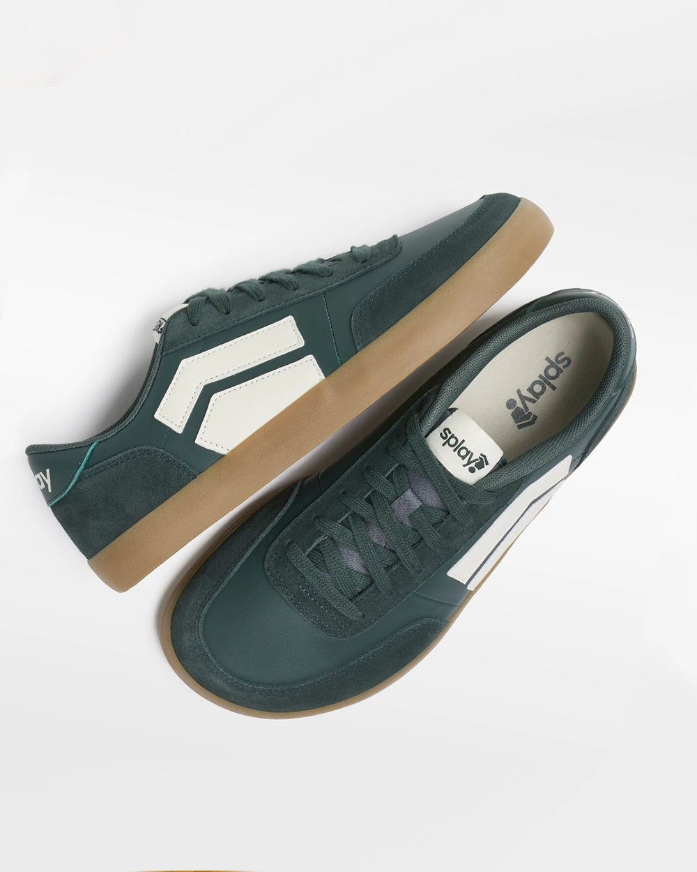 Pair of Splay 101 Ivy League Green ’26 barefoot shoes, angled top view