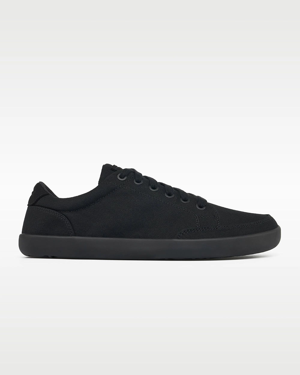 Side profile of the Splay FREESTYLE Jet '26 all-black canvas barefoot sneaker.