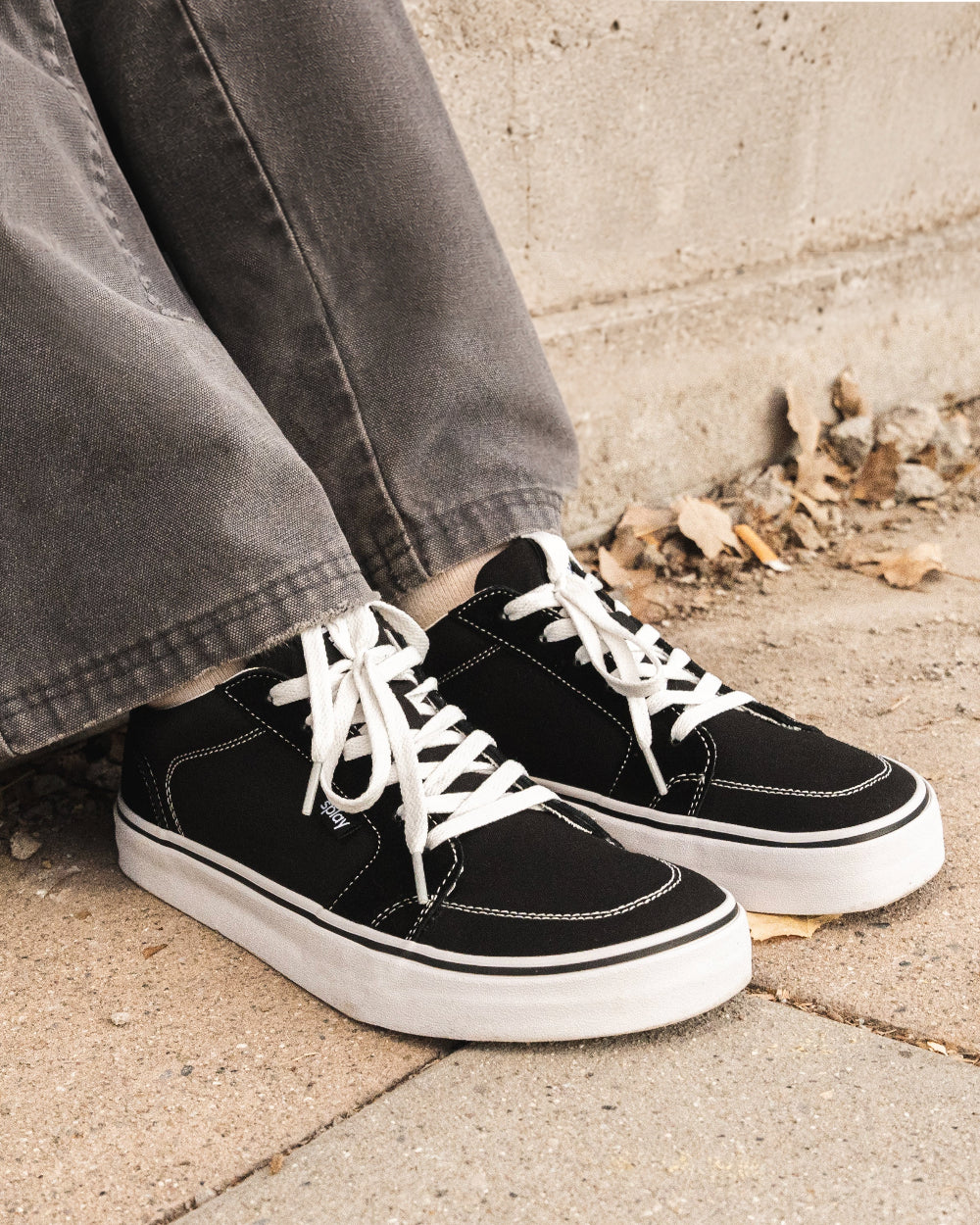 Splay REV HT Original Los Angeles barefoot shoes — high-top skate shoe, lifestyle photo, the shoes shown in use outdoors