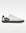 Splay Dominari Lux indoor soccer shoe for turf and court, white with navy chevron and gum outsole, side profile
