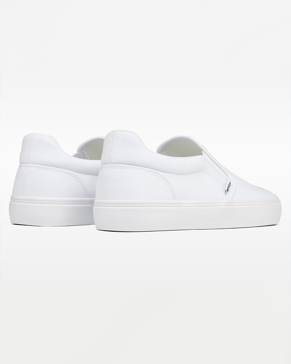 Splay REV SO Malibu barefoot shoes — canvas slip-on, pair viewed from behind, heels toward the camera