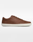 Splay Freestyle Leather Oak barefoot shoes — leather low-top lace-up sneaker, single shoe in left-side profile