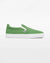 Side view of a green Splay Kids REV SO Rio canvas barefoot slip-on shoe with a white sole.
