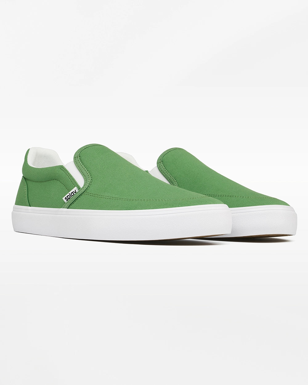 Splay REV SO Rio green slip-on barefoot shoes, three-quarter view