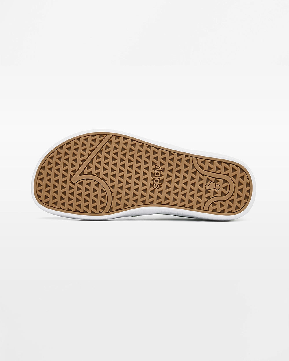 Bottom view of the gum rubber outsole on a Splay Kids REV SO Rio barefoot slip-on shoe.