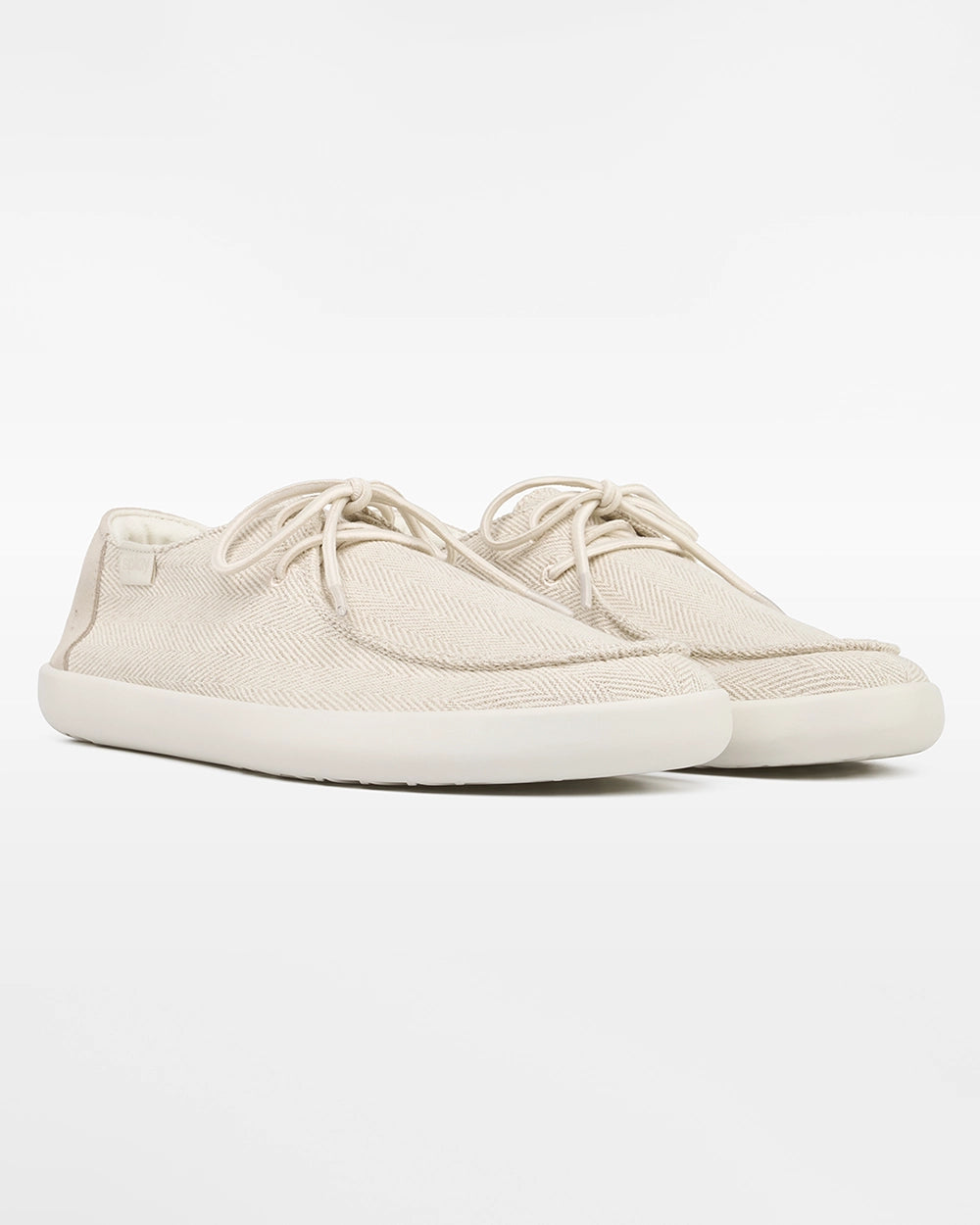 Splay WEEKENDER Sandbar hemp barefoot shoes, front three-quarter view