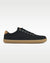 Side profile of the Splay FREESTYLE Shale '26 black canvas barefoot sneaker with a gum outsole and tan heel accent.