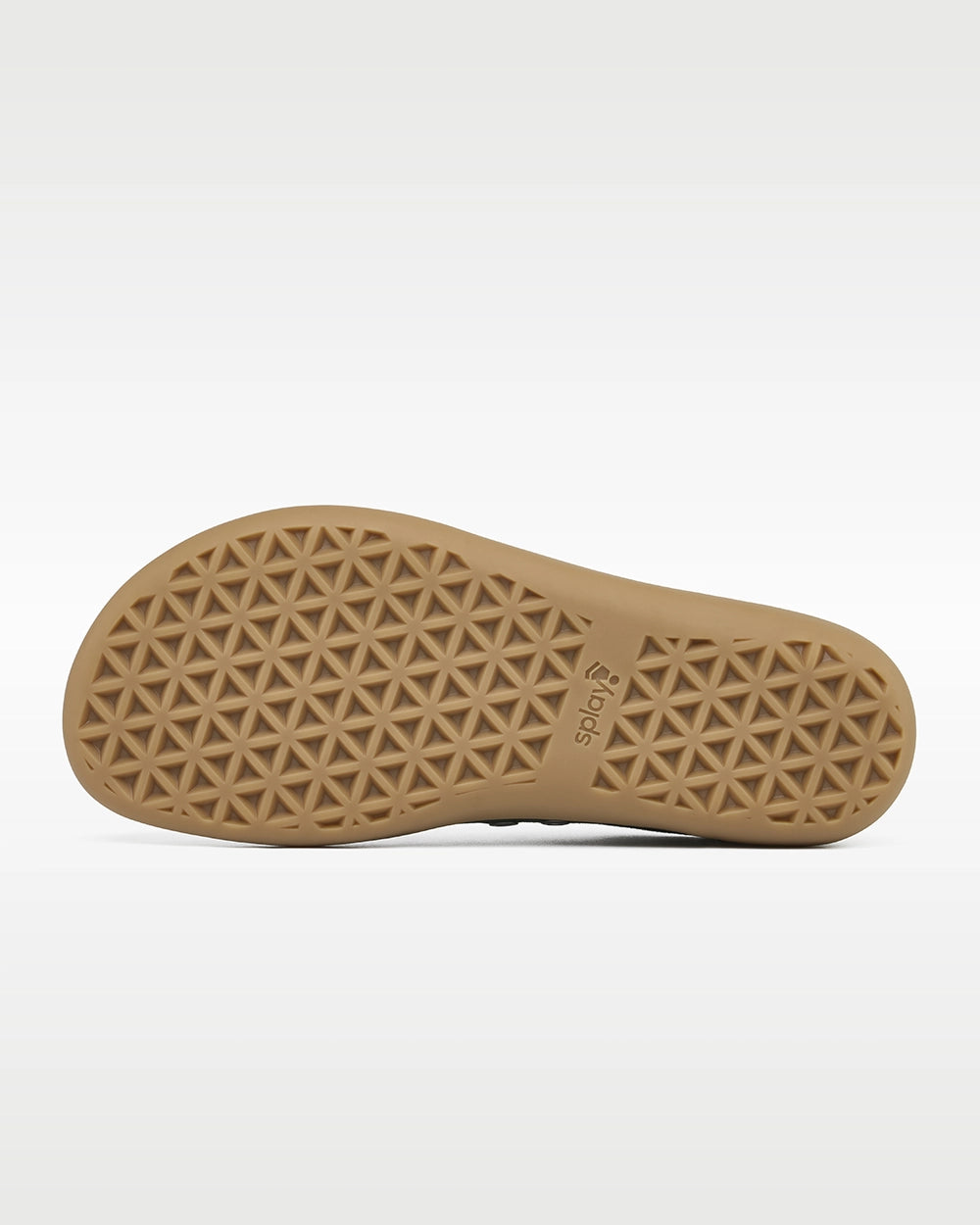 Gum outsole of the Splay FREESTYLE Spruce '26 barefoot sneaker showing the Splay triangular tread pattern.