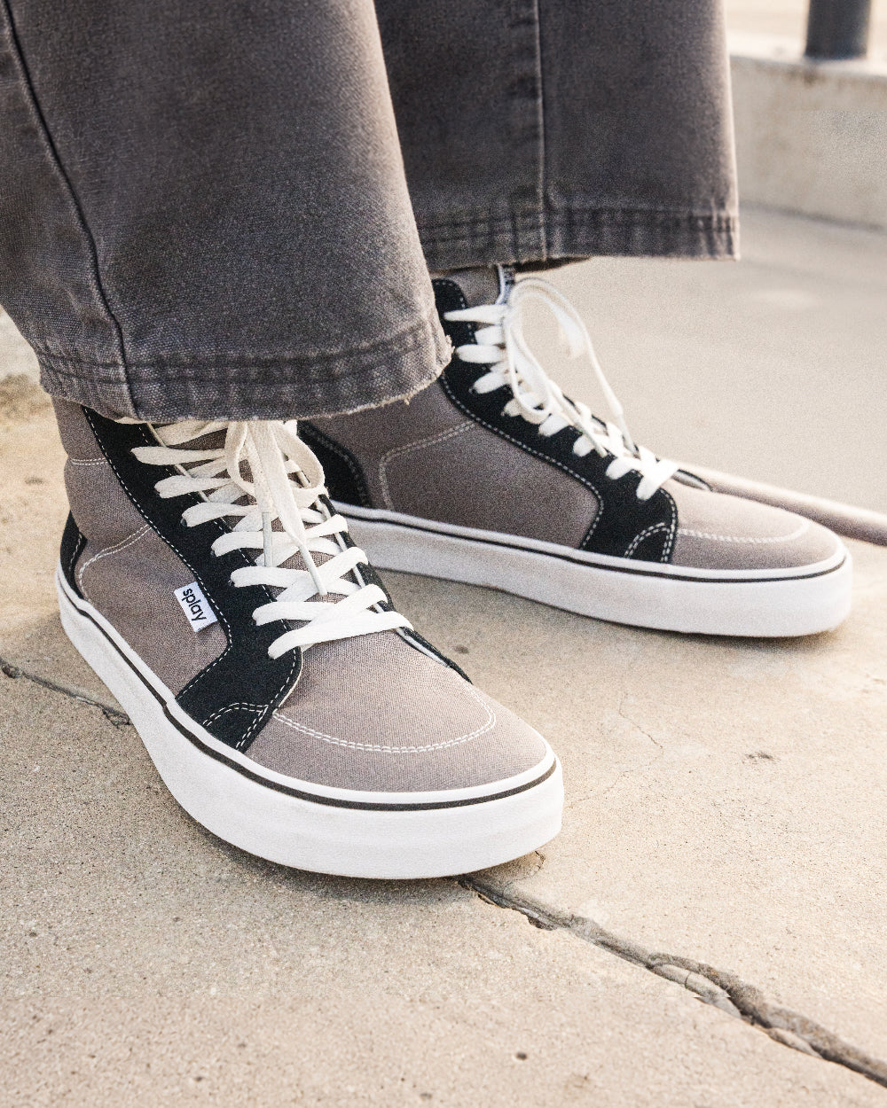 Splay REV HT Original Tokyo barefoot shoes — high-top skate shoe, lifestyle photo, the shoes shown in use outdoors