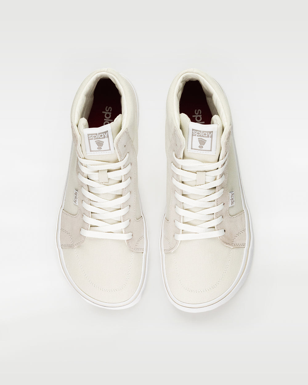 Splay REV HT Original Vienna barefoot shoes — high-top skate shoe, pair photographed from directly overhead