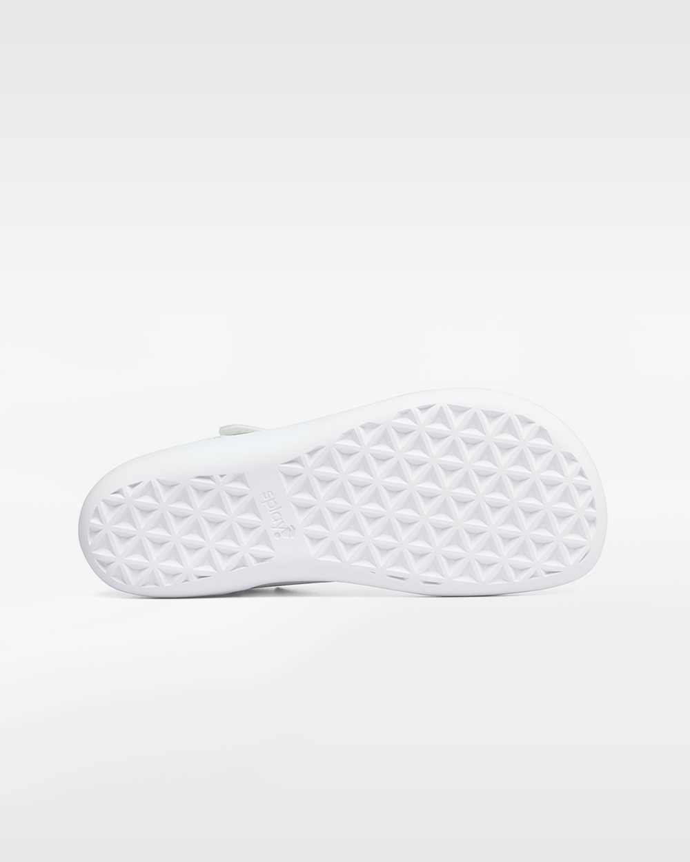 Splay Dash Kids Spark White barefoot shoes — kids' low-top sneaker with a strap and laces, outsole tread of a single shoe